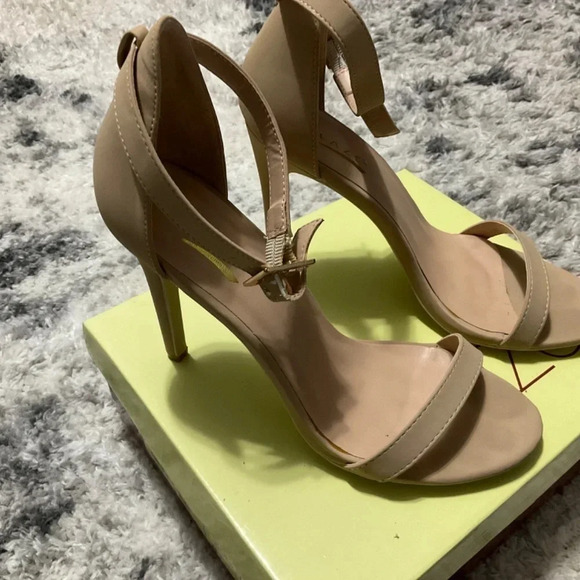 Glaze Nude Heels Ankle Strap Stiletto Open‎ Toe Party Shoes - Picture 2 of 6